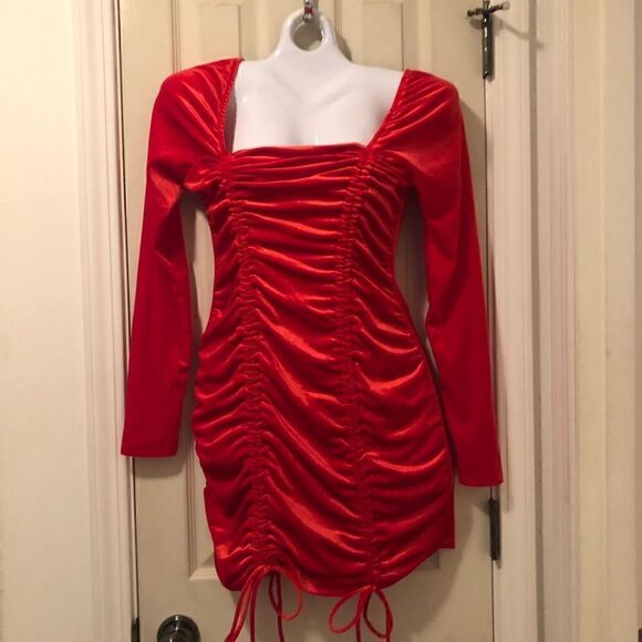 Bodycon Dress Long Sleeve Velvet Ruched Women's Wild Fable. Y2K - Picture 2 of 12